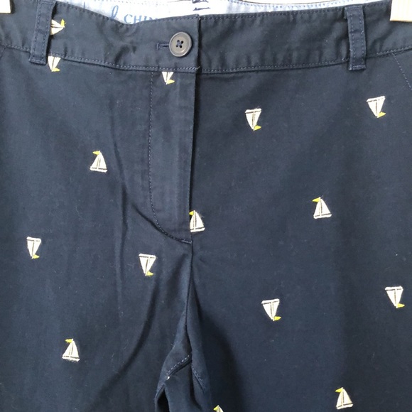 Talbots Weekend Chino Navy With Embroidered Sailboats Size 10 Petite - Picture 2 of 5